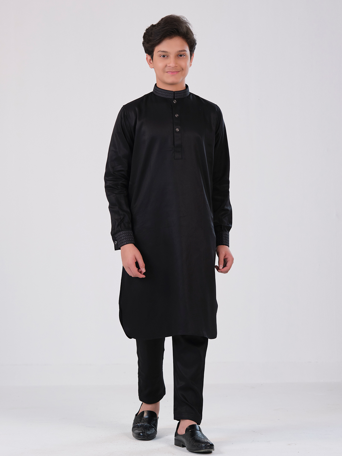 adlib Premium Cotton Boys Kabli – Classic Black Traditional Kabli Set