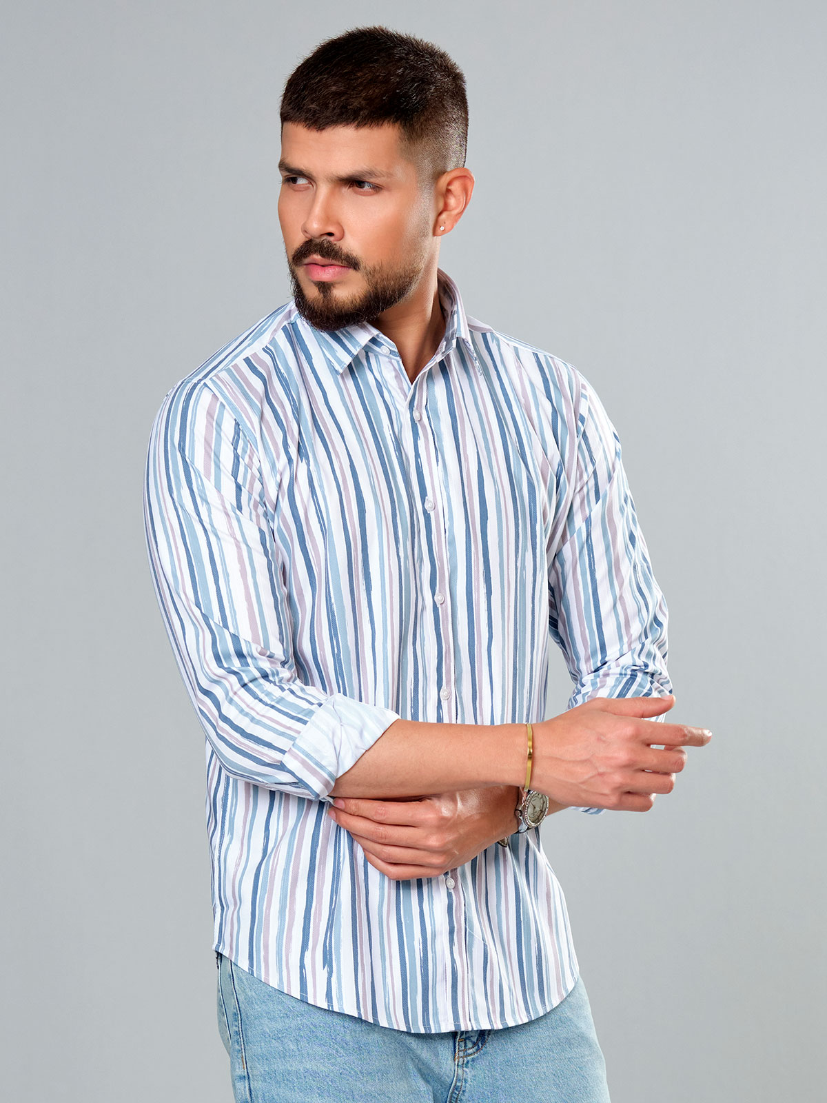 Casual Shirt White Blue