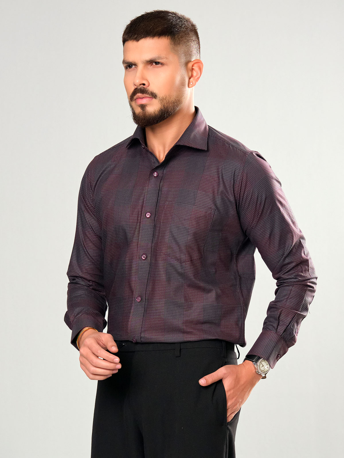 Premium Shirt Black Maroon