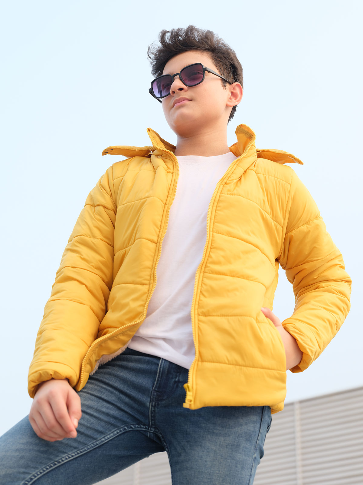 Boys Lightweight Winter Puffer Jacket – Yellow | adlib