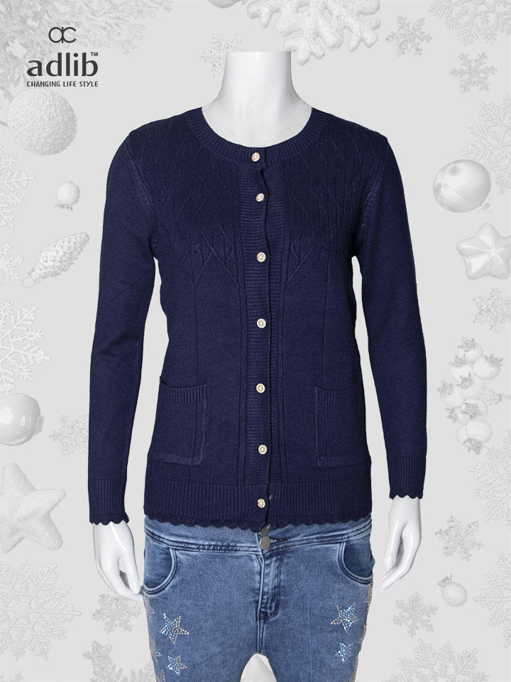Ladies Short Cardigan (Deep Blue)