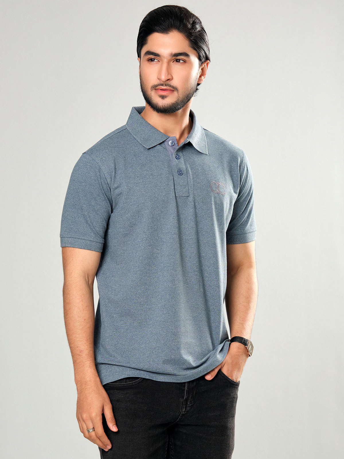 Polo Shirt SS Blue Ash