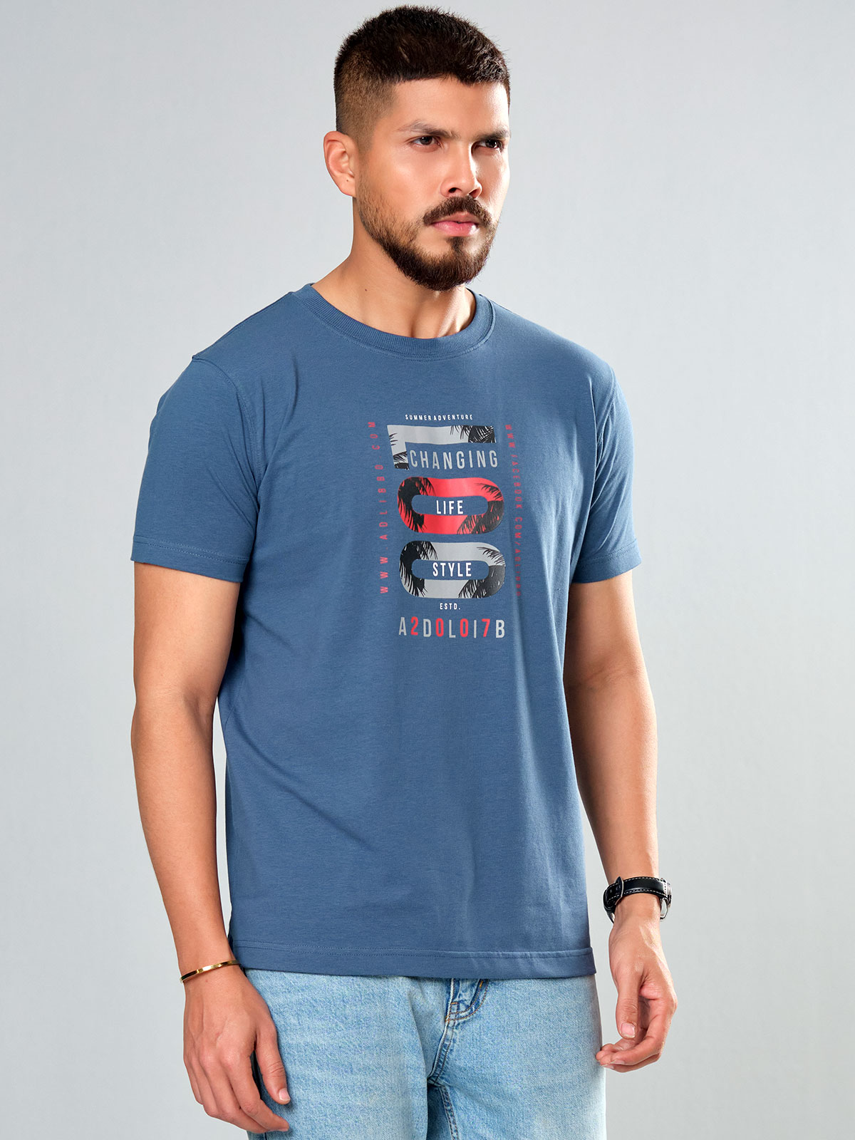 R Neck T Shirt Teal